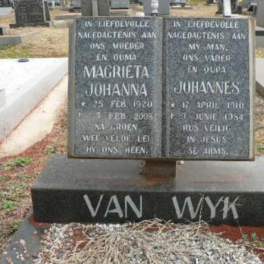 WYK Johannes, van 1910-1984 &amp; Magrieta Johanna 1920-2008