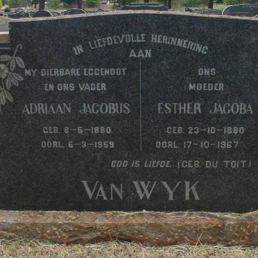 WYK Adriaan Jacobus, van 1880-1959 &amp; Esther Jacoba 1880-1967