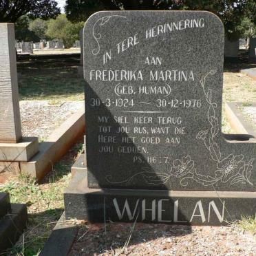 WHELAN Frederika Martina nee HUMAN 1924-1976