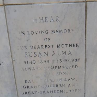 WHEAR Susan Alma 1899-1988