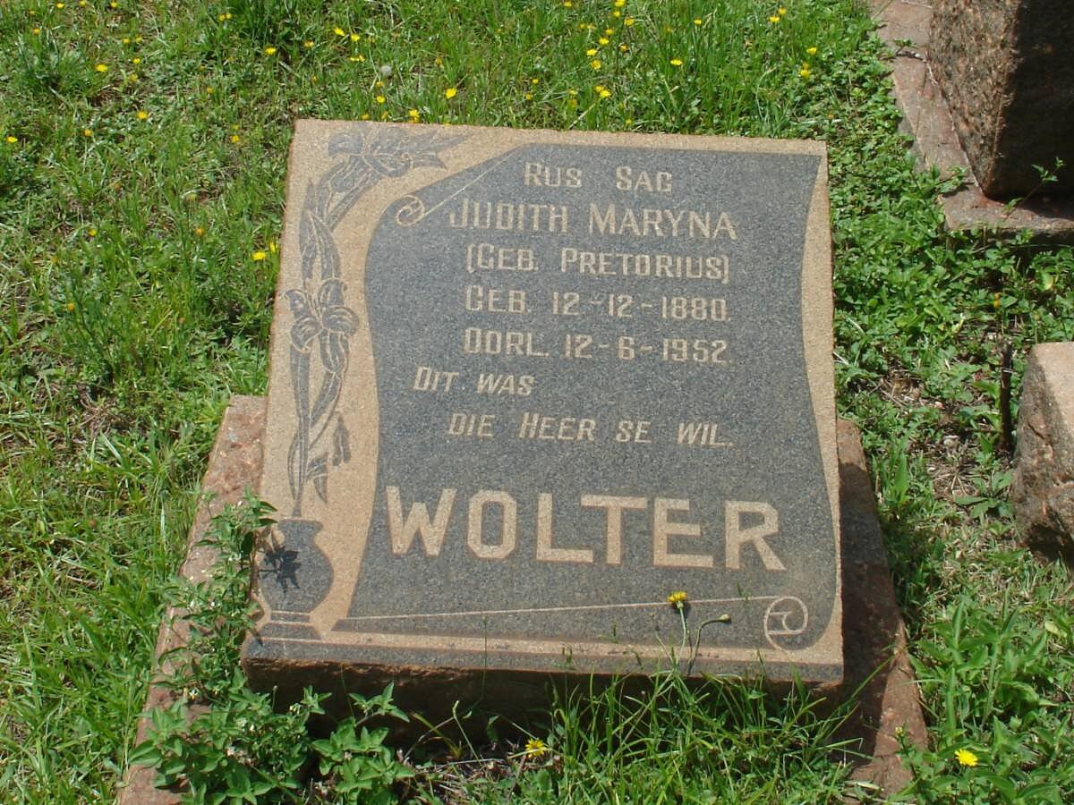 WOLTER Judith Maryna nee PRETORIUS 1880-1952