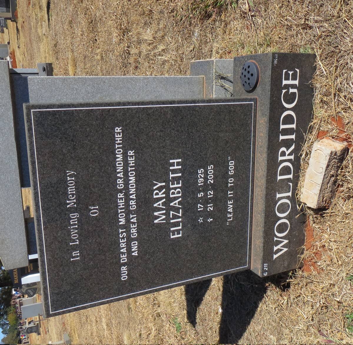 WOOLDRIDGE Mary Elizabeth 1925-2005