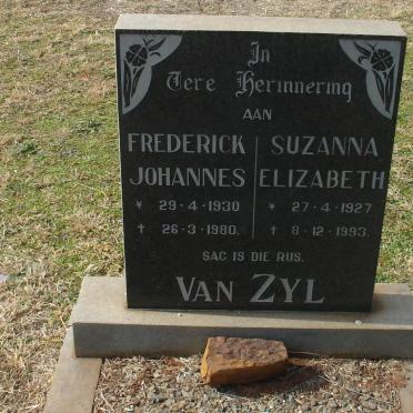ZYL Frederick Johannes, van 1930-1980 &amp; Susanna Elizabeth1927-1993