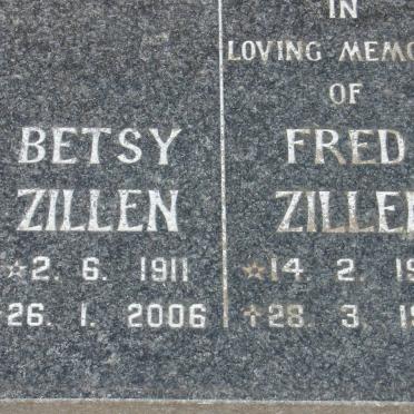 ZILLEN Fred 1907-1985 &amp; Betsy 1911-2006