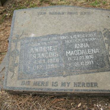 ? Andries Francois 1928-1988 &amp; Anna Magdalena 1930-1993