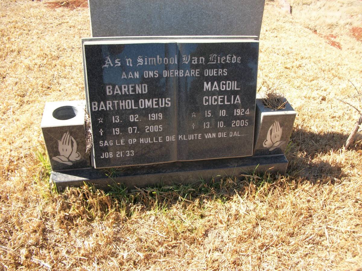 ? Barend Bartholomeus 1919-2005 &amp; Magdil Cicelia 1924-2005