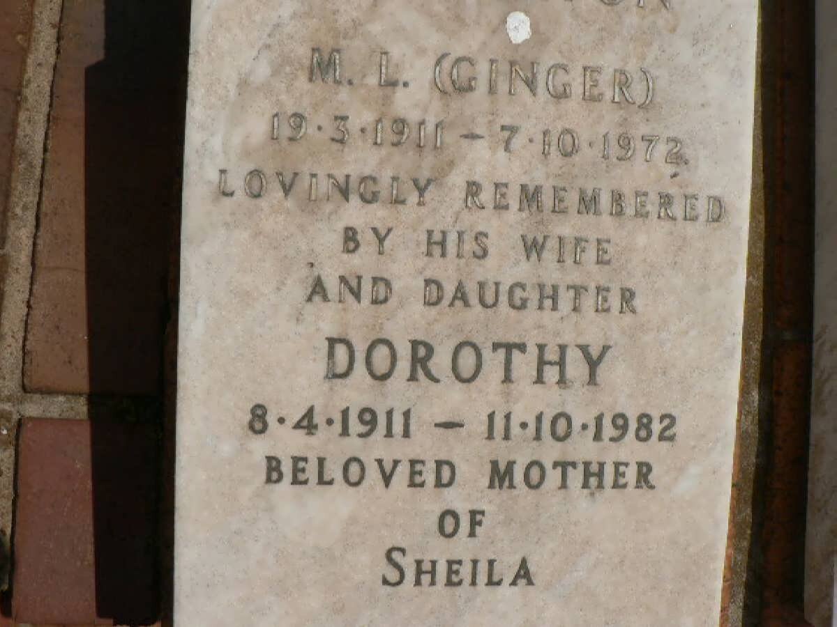 ? M.L. 1911-1972 &amp; Dorothy 1911-1982