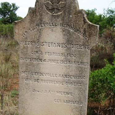 MERWE Petrus Stefanus, v.d. 1892-1919
