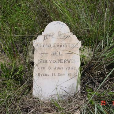 NEL Maria Christina nee V.D. MERWE 1843-1913