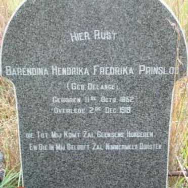PRINSLOO Barendina Hendrika Fredrika nee DE LANGE 1852-1919