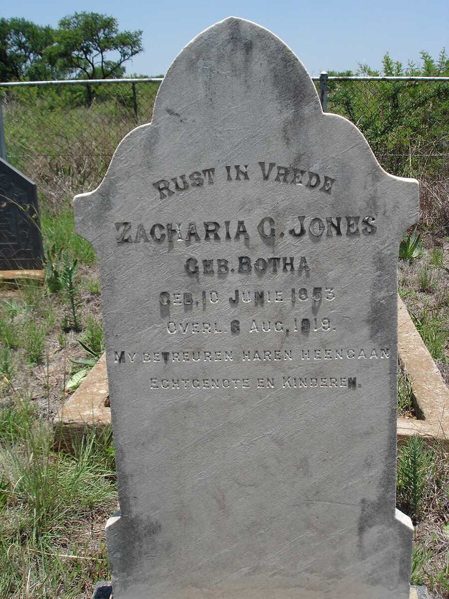 JONES Zacharia G. nee BOTHA 1853-1919