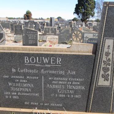 BOUWER Andries Hendrik Gustav 1894-1967 &amp; Wilhelmina Josephina VAN BLOMMESTEIN 1903-