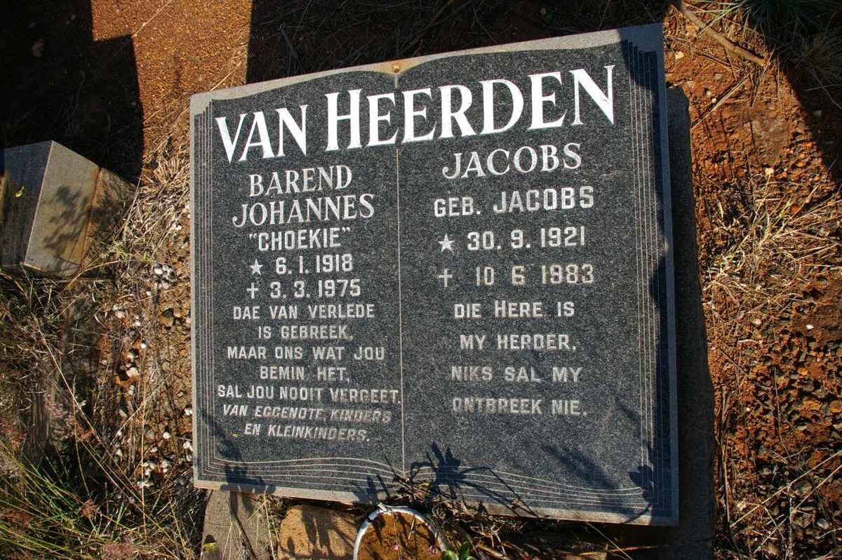 HEERDEN Barend Johannes, van 1918-1975 &amp; Jacobs nee JACOBS 1921-1983