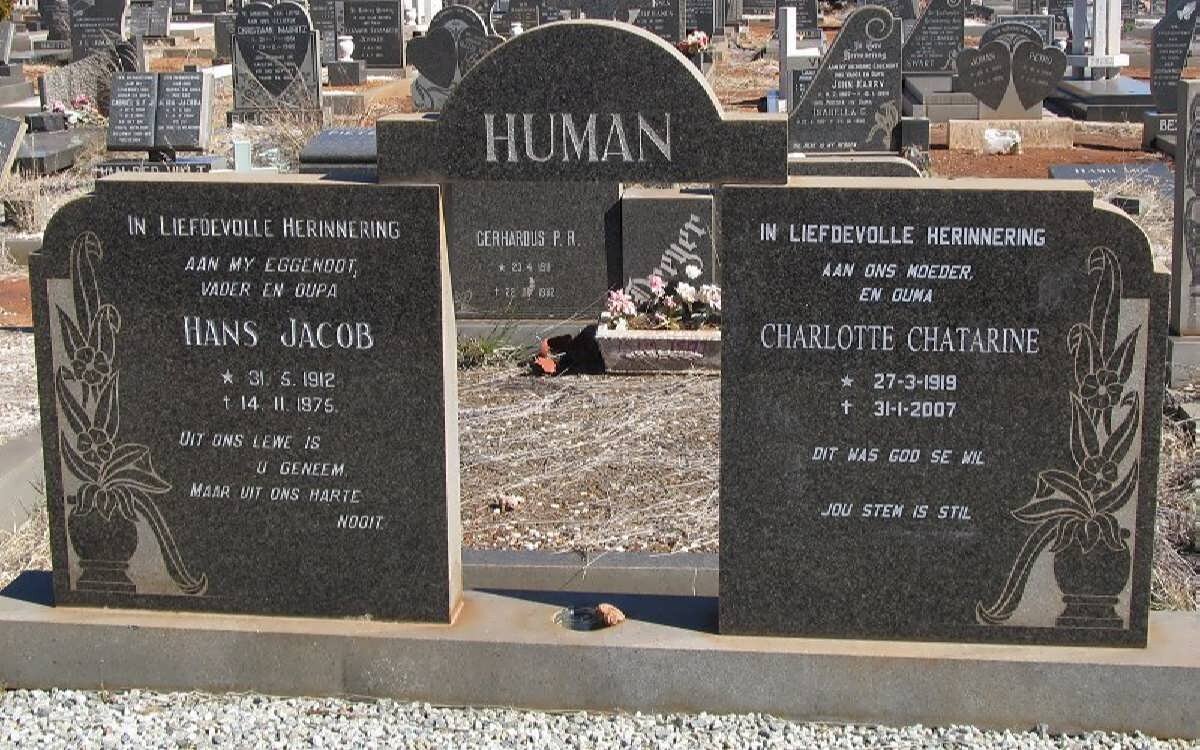 HUMAN Hans Jacob 1912-1975 &amp; Charlotte Chatarine 1919-2007
