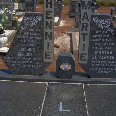 LOUW Jacobus Hendrik 1933-1987 &amp; Martha Elizabeth 1937-2000