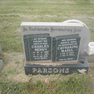 PARSONS Charles Henry 1899-1987 &amp; Catharina Maria 1922-1995