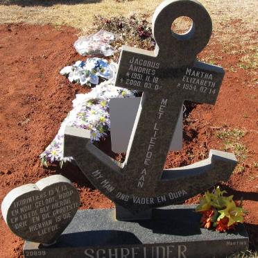 SCHREUDER Jacobus Andries 1951-2000 &amp; Martha Elizabeth 1914-