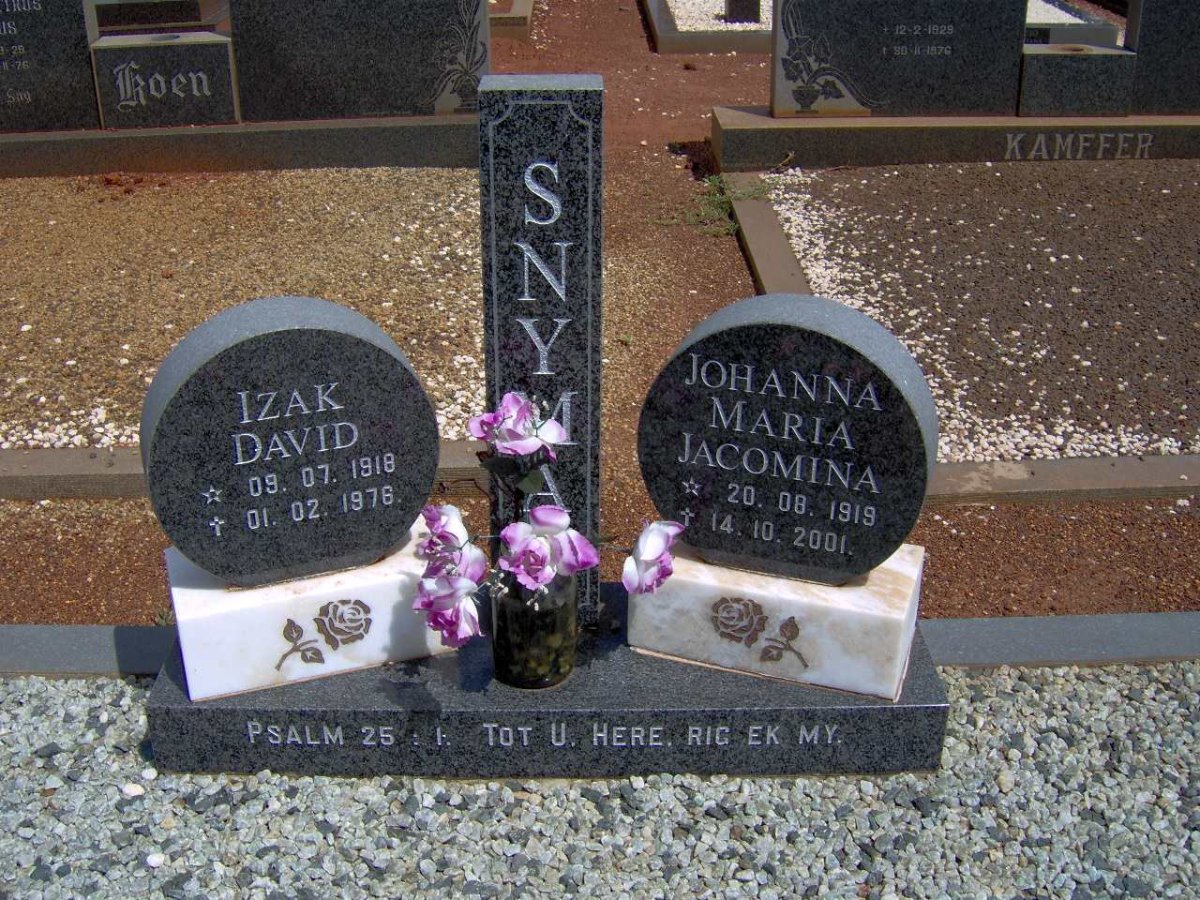 SNYMAN Izak David 1918-1976 &amp; Johanna Maria Jacomina 1919-2001