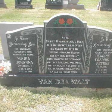 WALT Hendrik Fredrik Petrus, van der 1936-2003 &amp; Maria Johanna 1939-1991