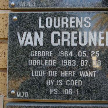 GREUNEN Lourens, van 1964-1983