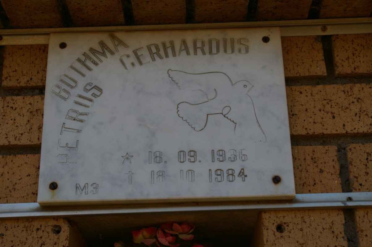 BOTHMA Petrus Gerhardus 1936-1984