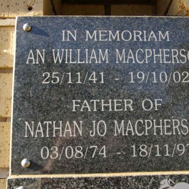 MACPHERSON An William 1941-2002 :: MACPHERSON Nathan Jo 1974-1997