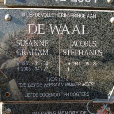WAAL Jacobus Stephanus, de 1944- &amp; Susanne Graham 1951-2003