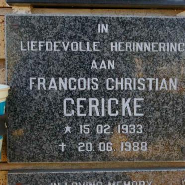 GERICKE Francois Christian 1933-1988