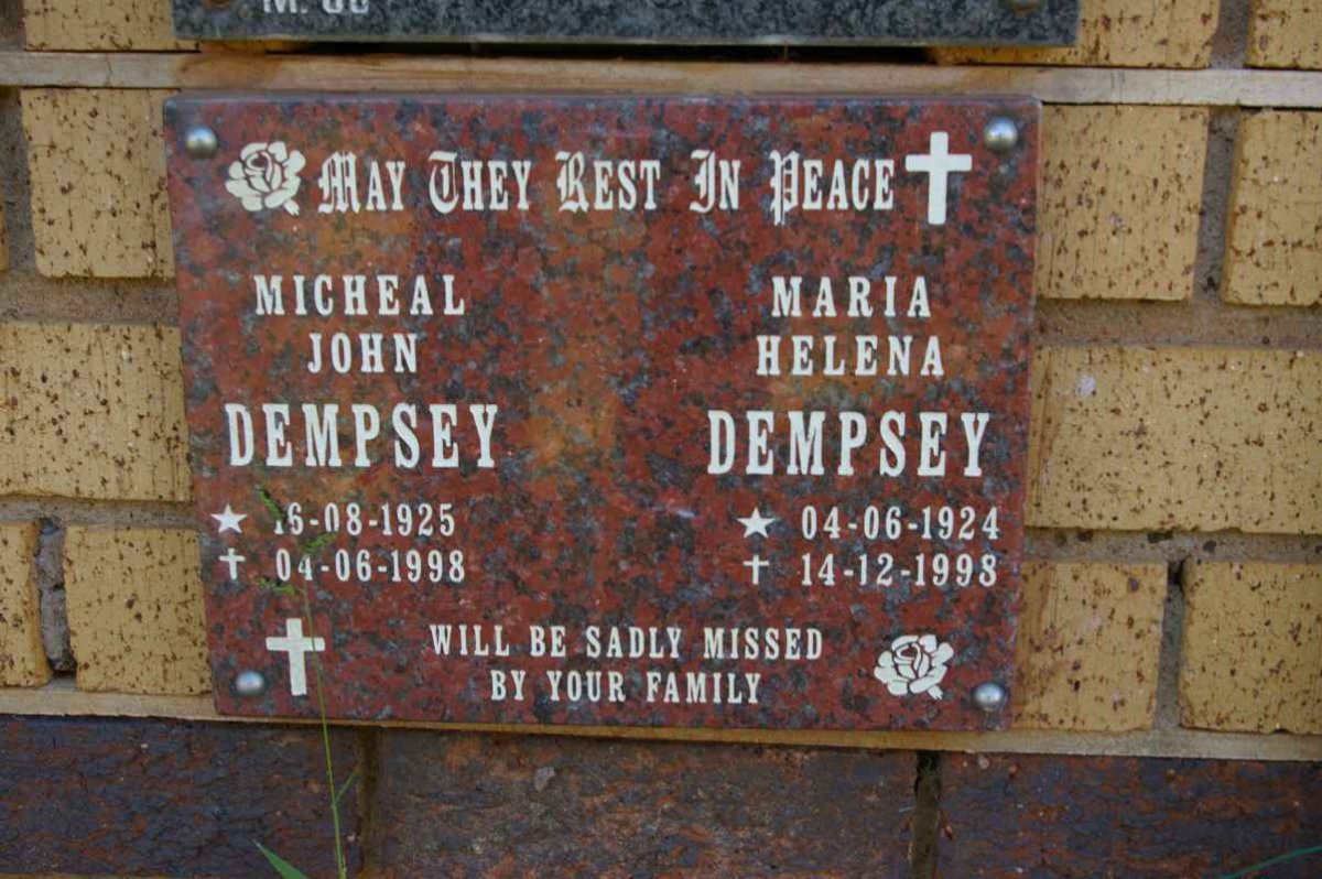 DEMPSEY Michael John 1925-1998 &amp; Maria Helena 1924-1998
