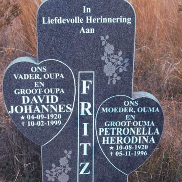 FRITZ David Johannes 1920-1999 &amp; Petronella Herodina 1920-1996