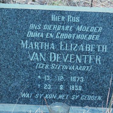 DEVENTER Martha Elizabeth, van nee STEYNVAARDT 1873-1958