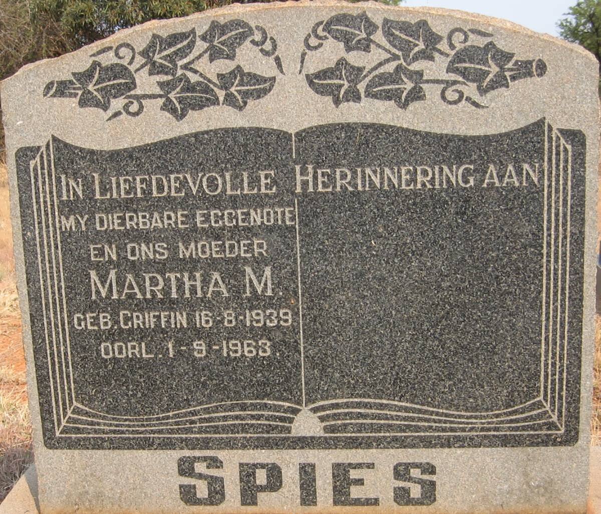 SPIES Martha M. nee GRIFFIN 1939-1963