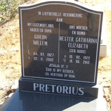 PRETORIUS Gideon Willem 1927-2002 &amp; Hester Catharina Elizabeth ROOS 1929-2012