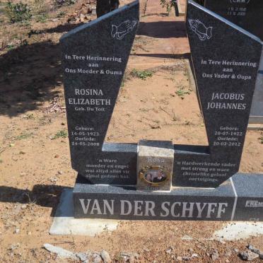 SCHYFF Jacobus Johannes, van der 1922-2012 &amp; Rosina Elizabeth DU TOIT 1923-2008