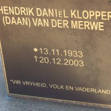 MERWE Hendrik Daniel Klopper, van der 1933-2003 _2