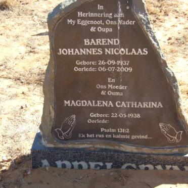 APPELGRYN Barend Johannes Nicolaas 1937-2009 &amp; Magdalena Catharina 1938-