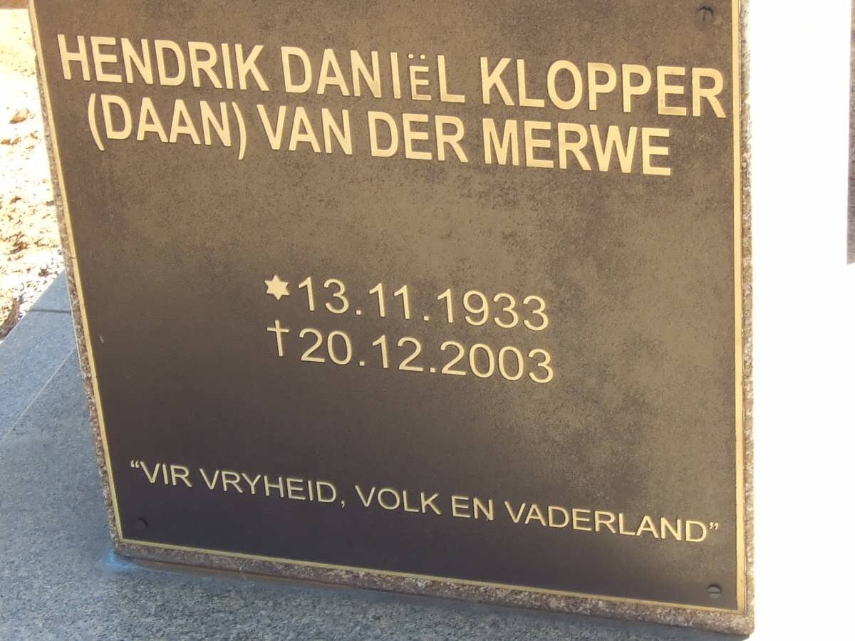 MERWE Hendrik Daniel Klopper, van der 1933-2003 _2