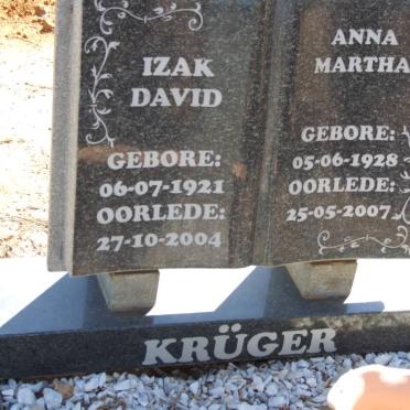 KRUGER Izak David 1921-2004 &amp; Anna Martha 1928-2007