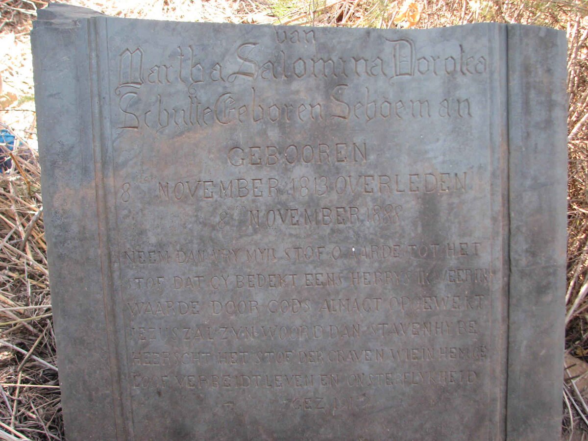 SCHUTTE Martha Salomina Dorotea nee SCHOEMAN 1813-1888