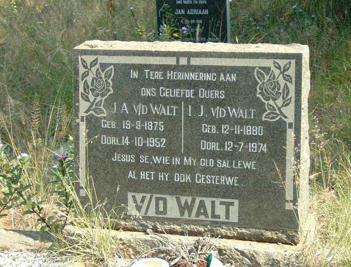 WALT Jan Adriaan., v.d. 1875-1952 &amp; Isabella Johanna ERASMUS 1880-1974