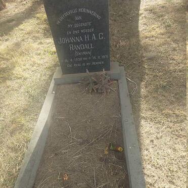 RANDALL Johanna H.A.G. nee SNYMAN 1930-1971