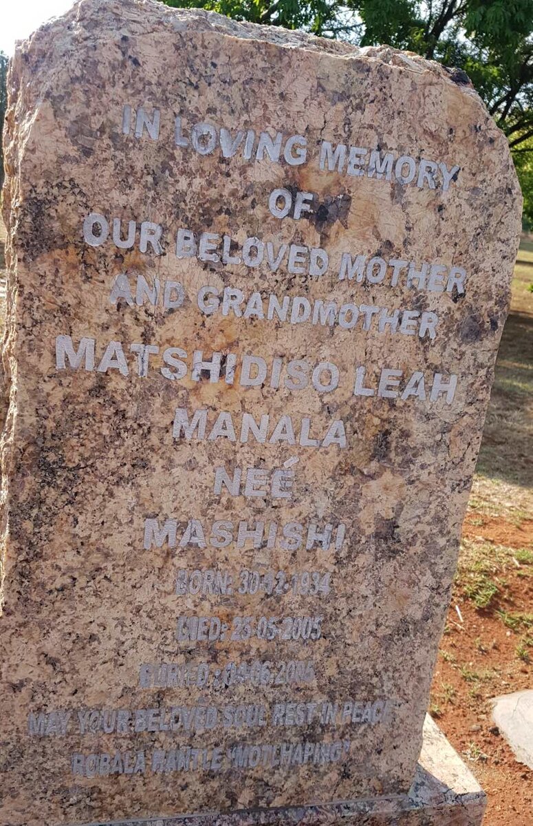 MANALA Matshidiso Leah nee MASHISHI 1934-2005