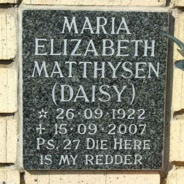 MATTHYSEN Maria Elizabeth 1922-2007