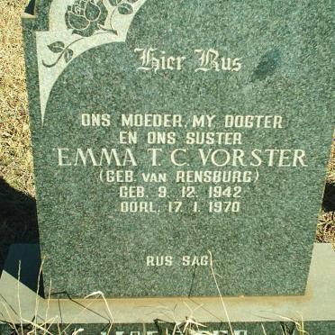 VORSTER Emma T.C.  nee VAN RENSBURG 1942-1970