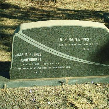 BADENHORST Jacobus Petrus 1896-1974 &amp; H.S. 1896-1977