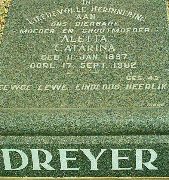 DREYER  Aletta Catarina 1897-1982
