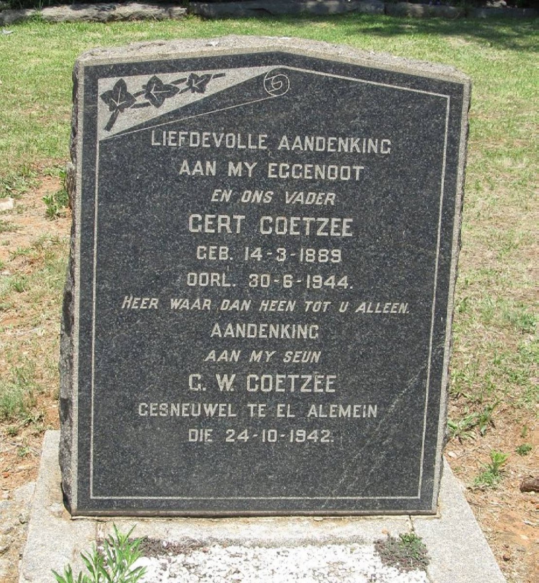 COETZEE Gert 1889-1944 :: COETZEE G.W. -1942