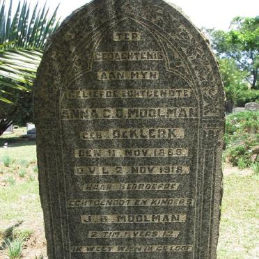 MOOLMAN Anna C.D. nee DE KLERK 1889-1918