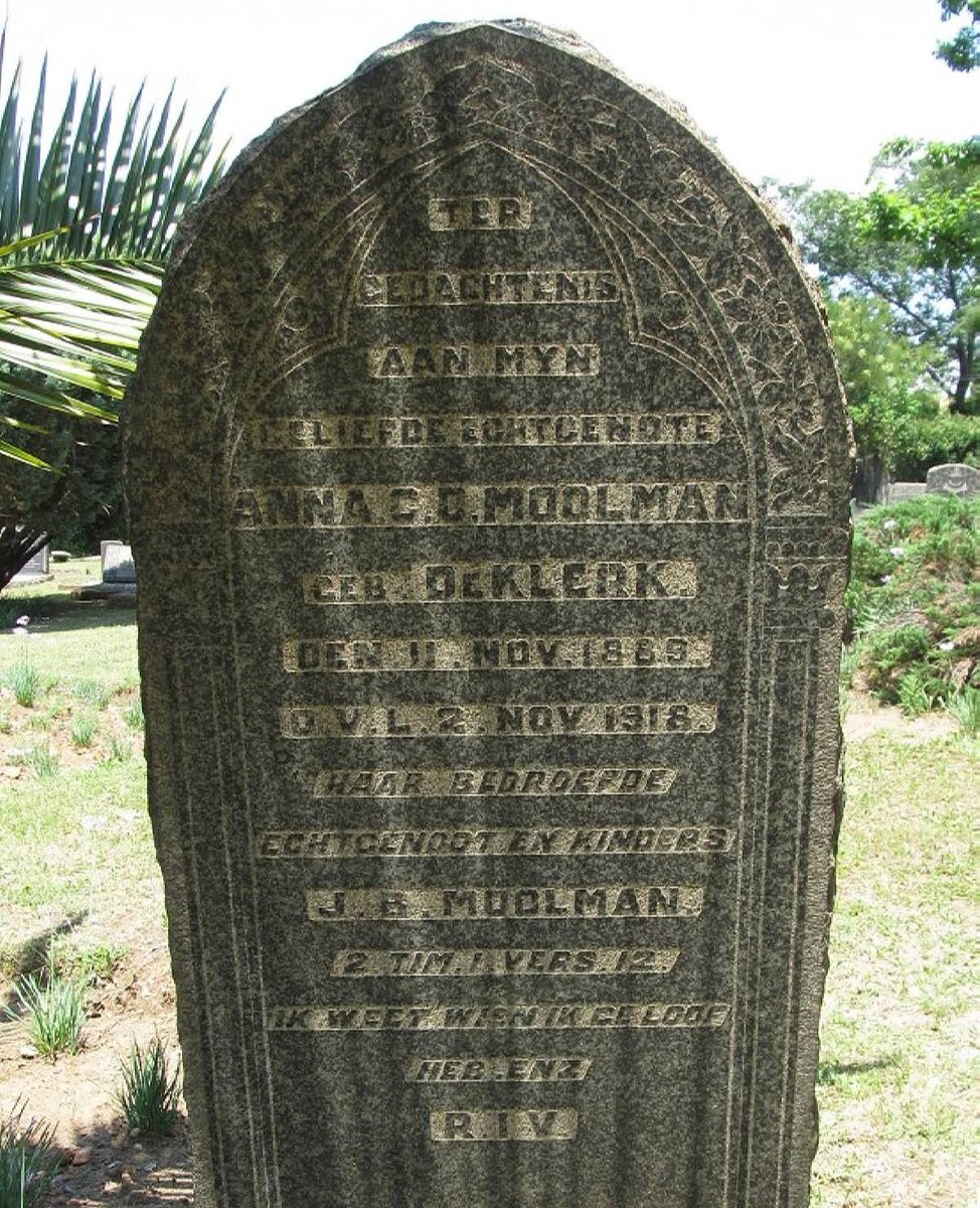 MOOLMAN Anna C.D. nee DE KLERK 1889-1918