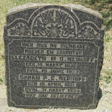 NEUHOFF Elezabeth M.D. 1881-1933 :: NEUHOFF Sarah P.C. 1921-1934